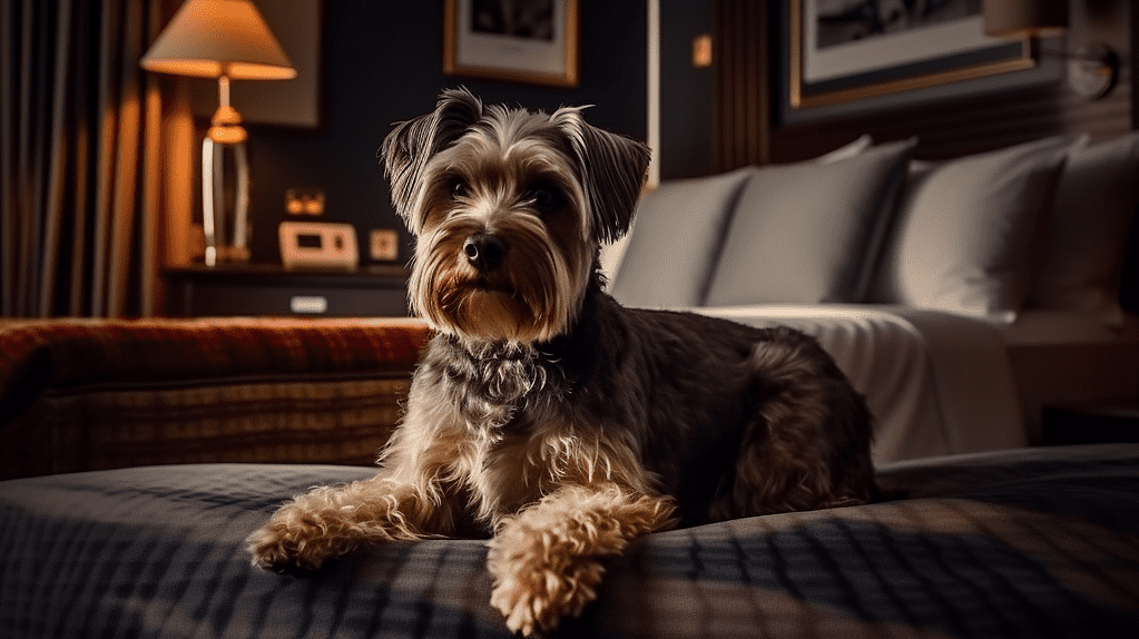 Dog in a hotel