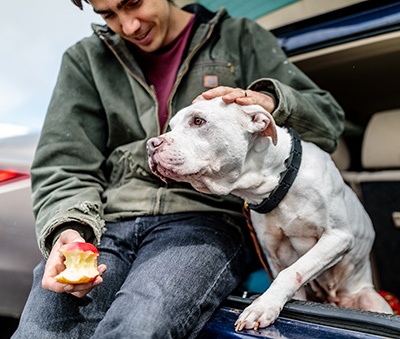 BADRAP person with dog
