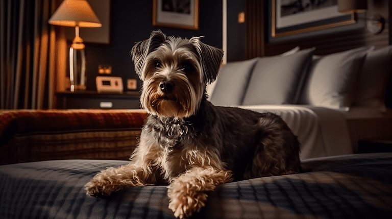 Dog in a hotel