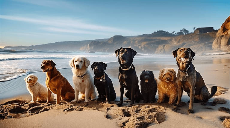 Dogs on a beach